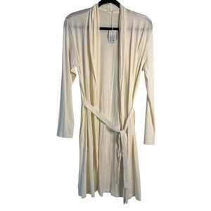 Skin Organic Cream Knit‎ Long Sleeve Belted Cardigan Robe Size 1
